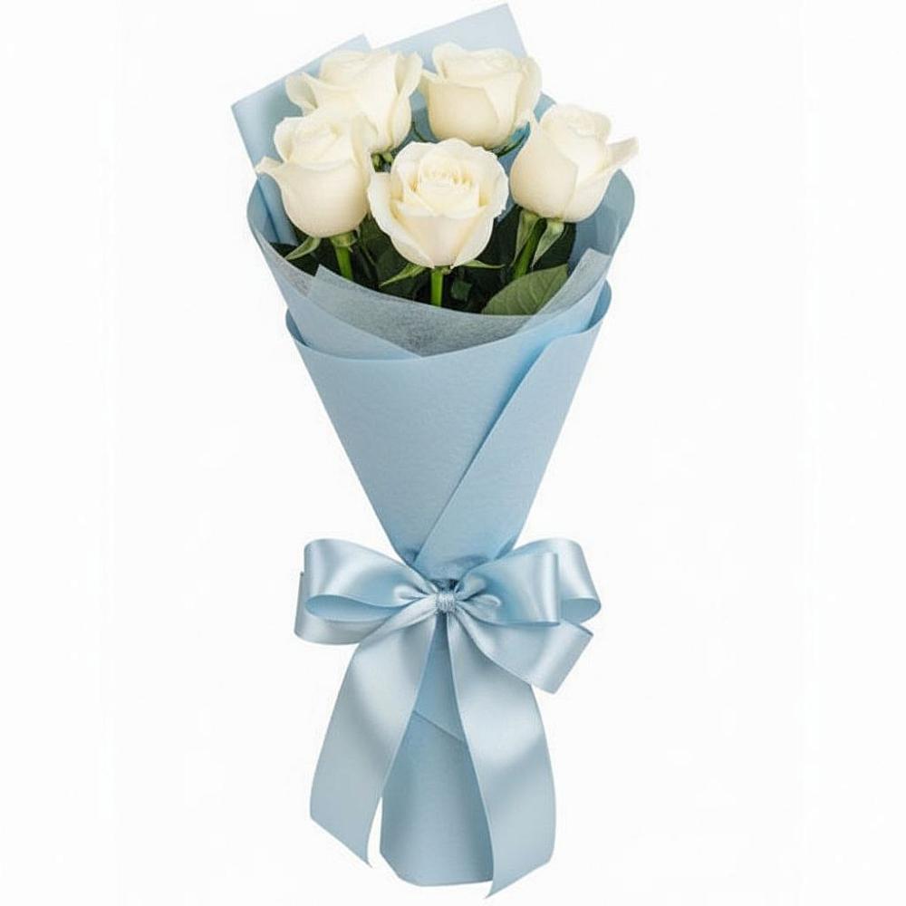 Букет 5 Белых роз Проуд в Александров Гае
