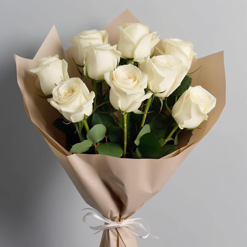 Букет 9 Белых роз Эдлесс Лав в Александров Гае