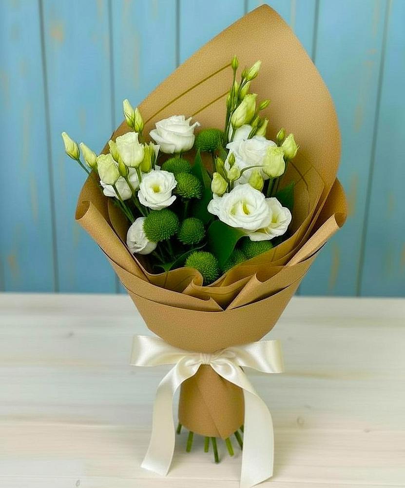 Букет цветов из: Хризантемы и Лизиантусы в Александров Гае