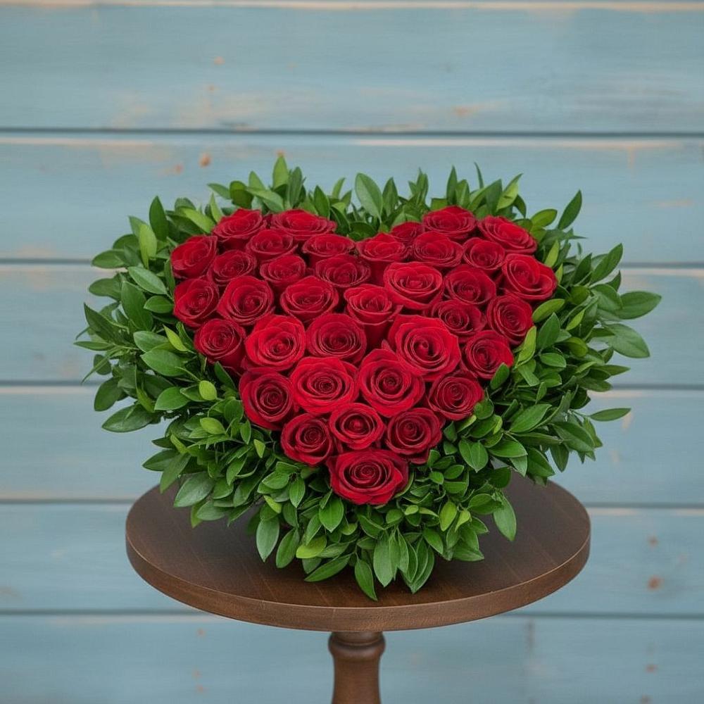 Цветочная композиция из Розы в виде сердца в Александров Гае