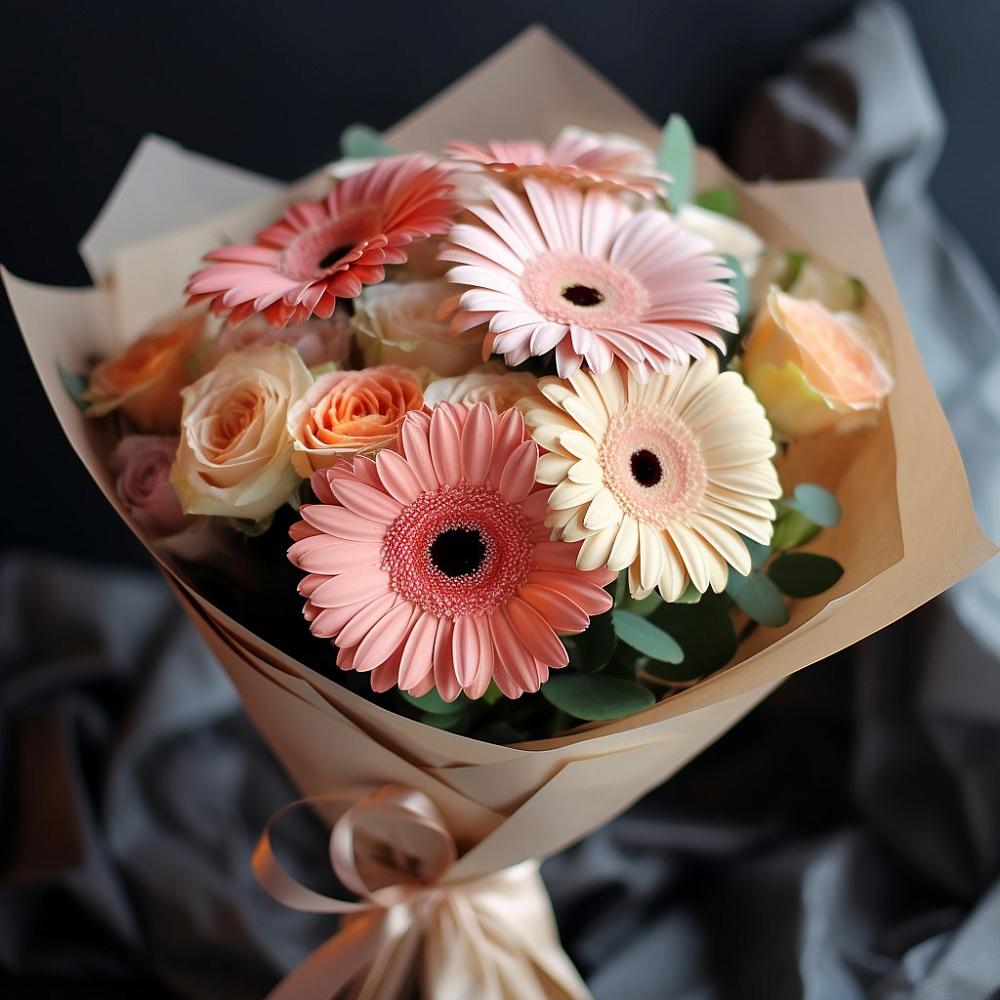 Букет цветов из: Герберы и Розы в Александров Гае