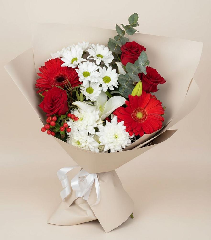 Букет цветов из: Розы, Хризантемы, Герберы и Лилии в Александров Гае