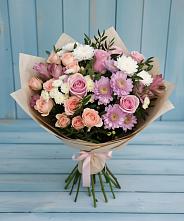 Букет цветов из:  Хризантемы, Розы и Альстромерии #REPLACE_PRED# Александров Гае