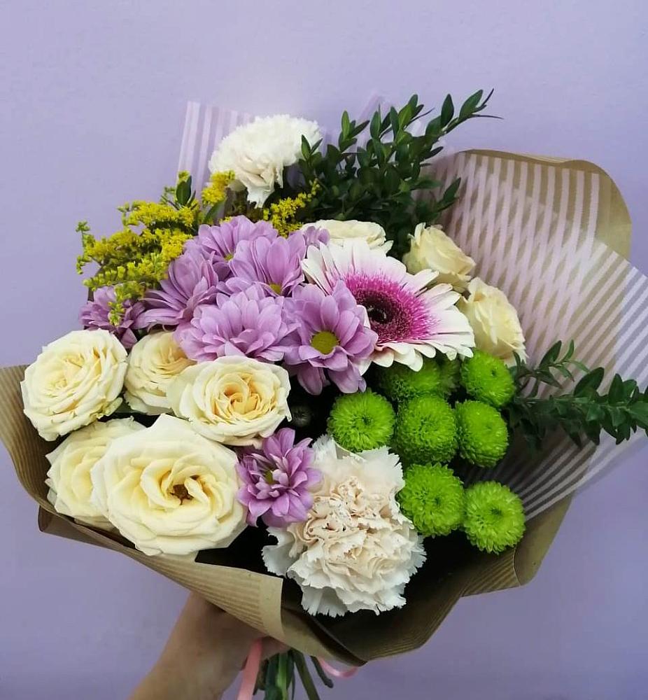 Букет цветов из: Хризантемы, Розы, Гвоздики и Герберы в Александров Гае