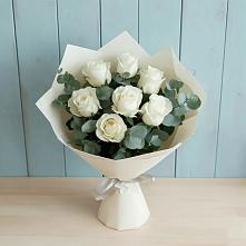 Букет Белые розы в Эвкалипте #REPLACE_PRED# Александров Гае
